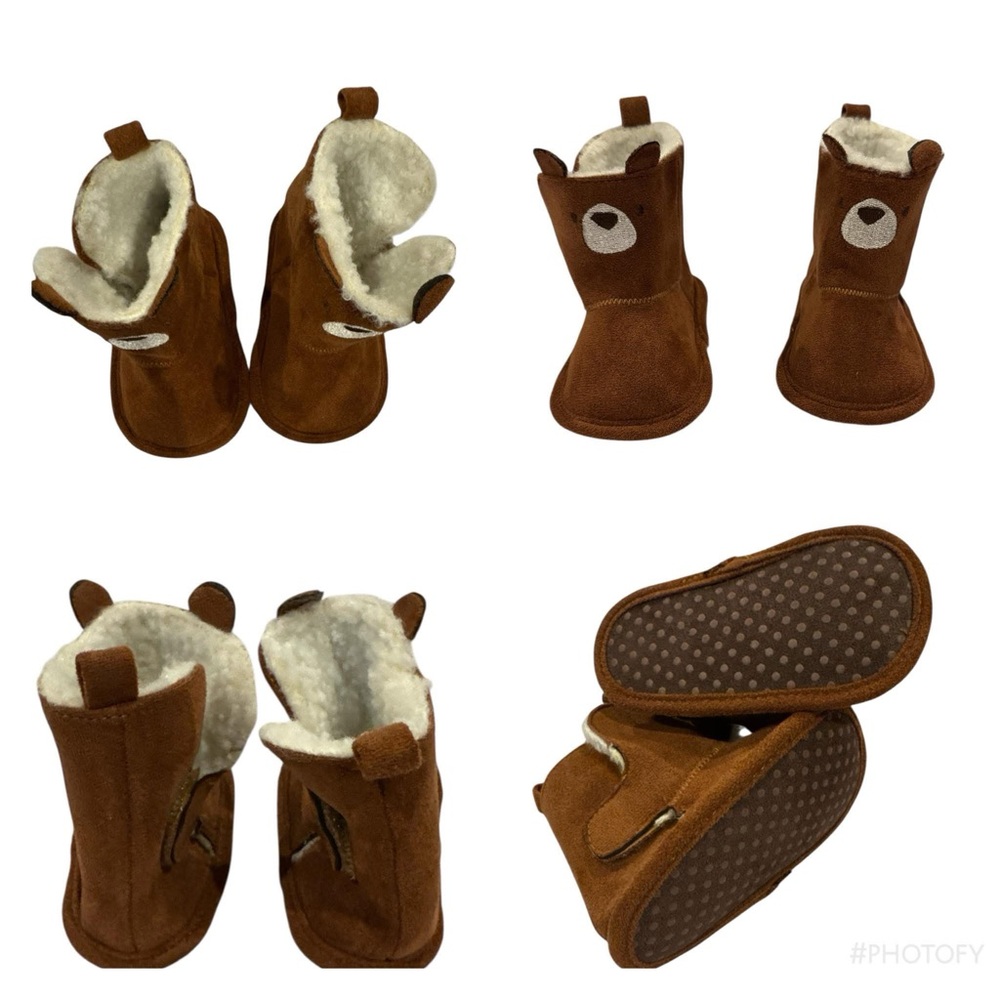 Brown Kids Boots‎ with Bear Ears NWOT